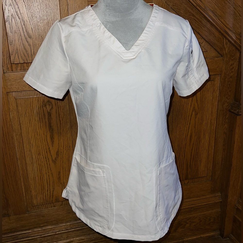 Dickies White V-Neck Scrub Top
